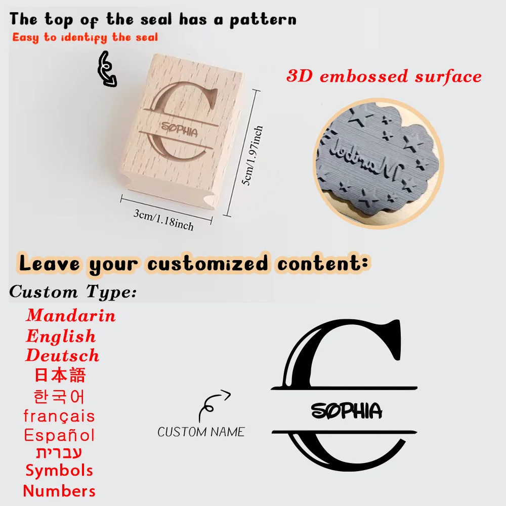 1PC Colorful Personalized Name Wooden Seal  Office Supplies Customizable Name Wooden Seal Provide Convenience for Perfecting You