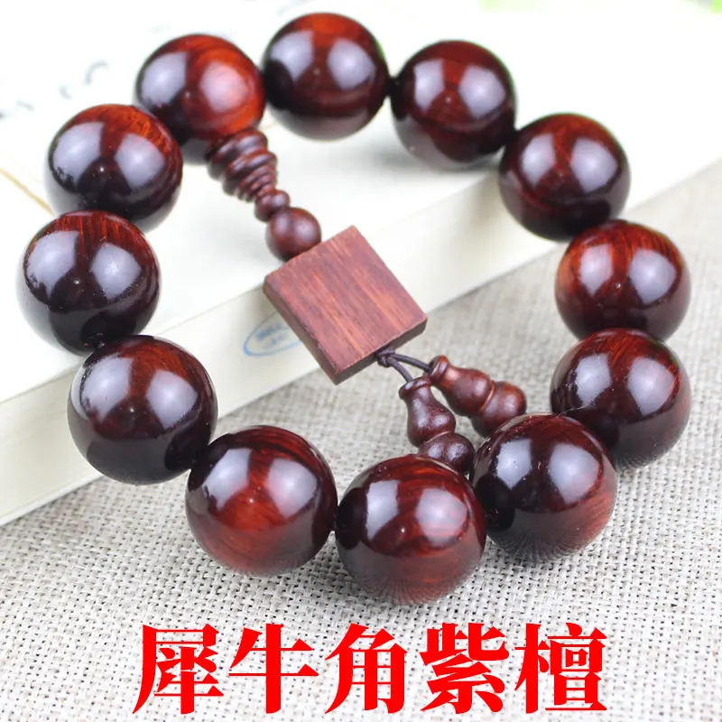 Rhino Horn Red Sandalwood Prayer Beads Manga Bracelet Rosewood