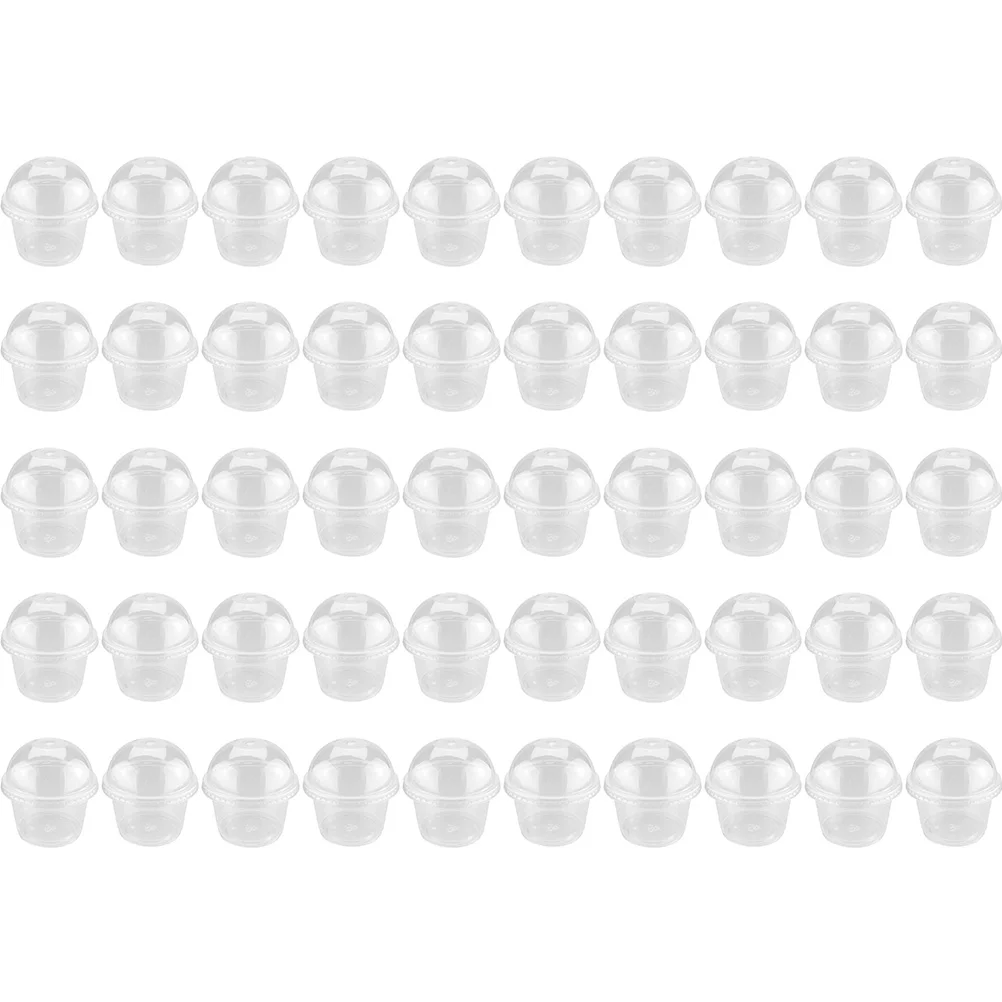 Copos De Sobremesa De Plástico Descartáveis Com Tampas, Copos De Pudim, Copos para Sorvete De Sopa Sundaes, 50pcs