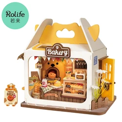 Rolife Miniature Doll House  Food Box Shop DIY Miniature House Kit Diorama House Building Set with LED Room