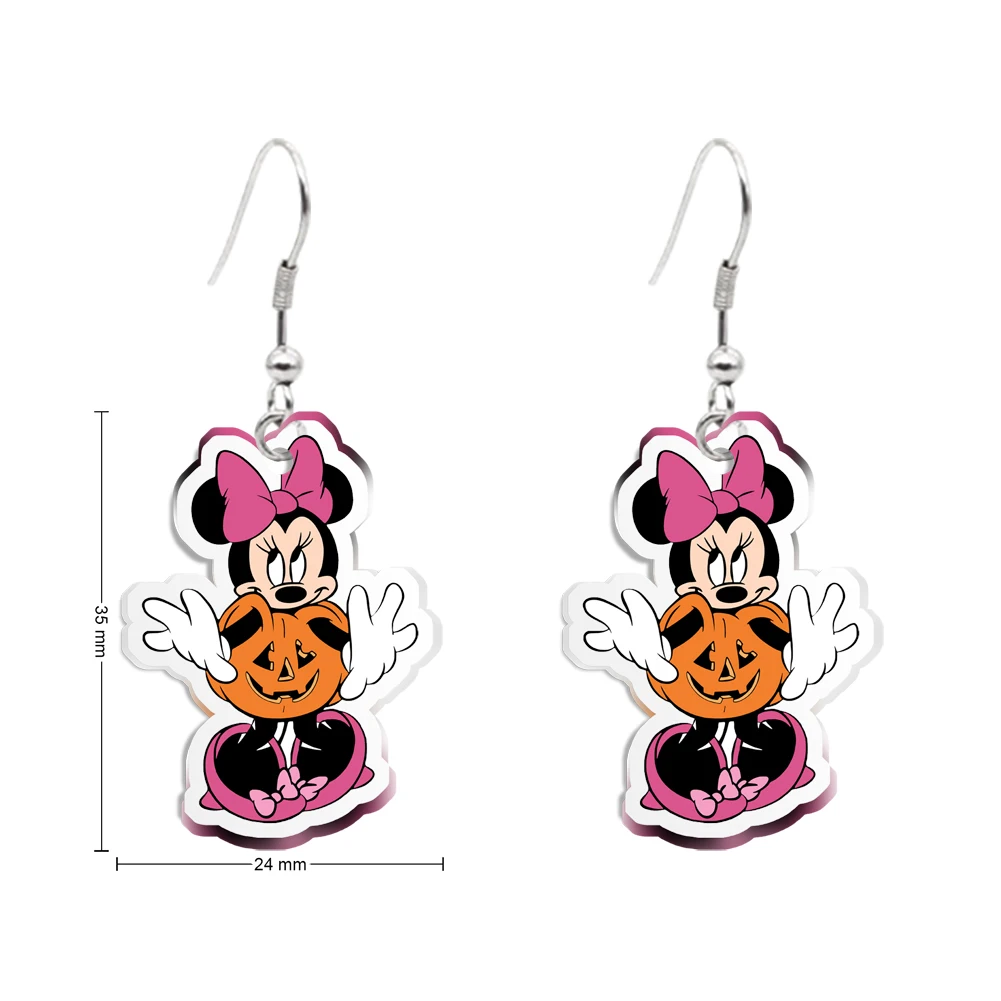 Halloween Disney Mickey Minnie Transparent Resin Stud Earring Laser Cut Earrings Women Girls Jewelry Accessories Kids Gifts