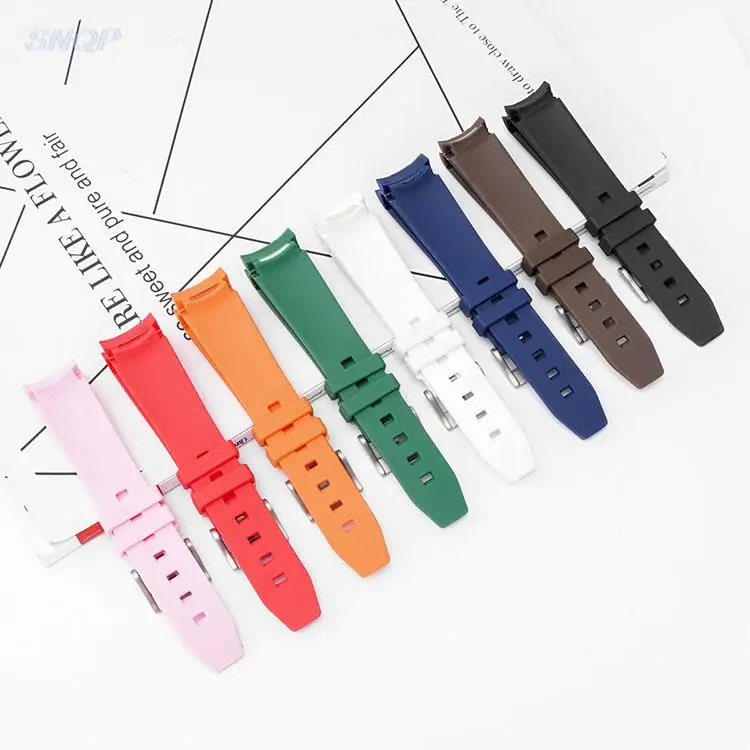 20mm 21mm 22mm 실리콘 밴드 커브 엔드 다이빙 방수 고무 팔찌 액세서리, 오메가 롤렉스 세이코 데이토나 시계 스트랩