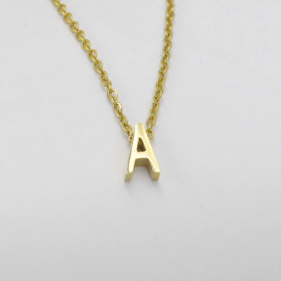 

Initial Customized Letter Necklace Golden Letter Perforated Stainless Steel Pendant Necklace Fashion Tiny Delicate Necklace