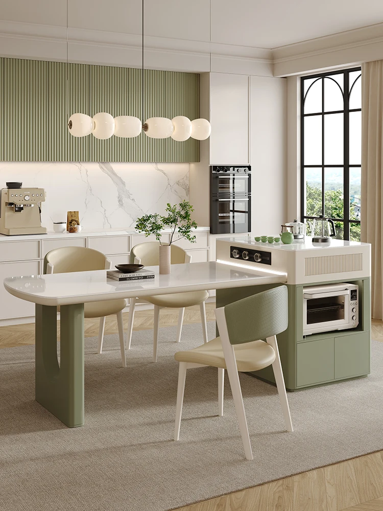 wind rock plate island table integrated retractable household small multifunctional microwave oven matcha green island table