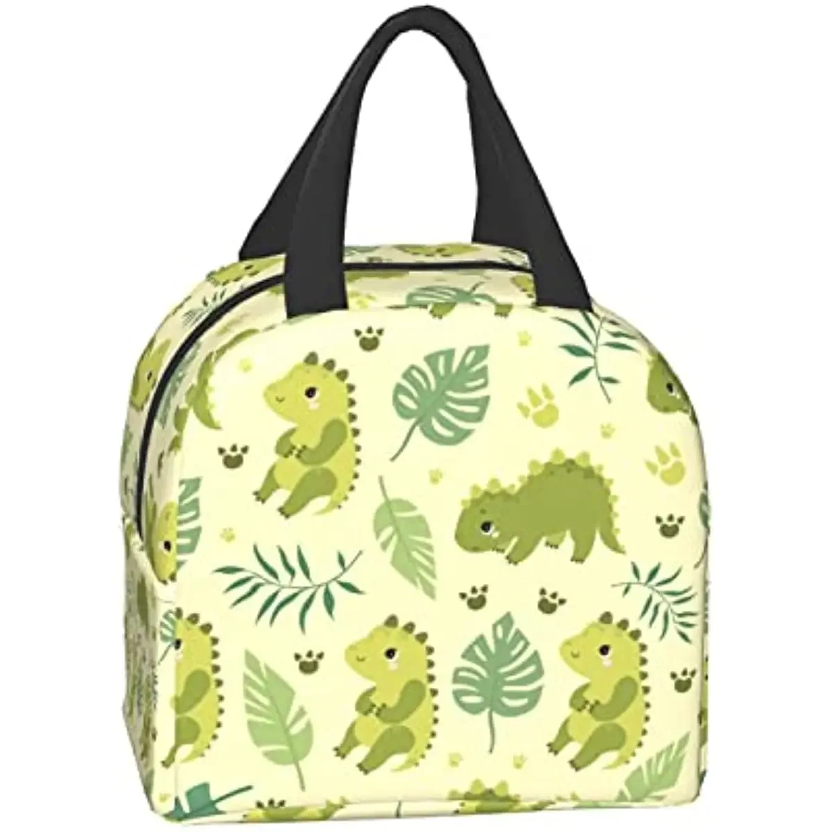 Cute Dinosaurs and Palm Leaves Lunch Box Reusable Lunch Bag Work Bento Cooler Reusable Tote Picnic Boxes Insulated for Kids