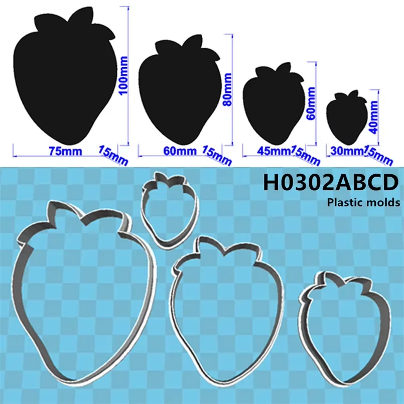 Four Specifications Cartoon Vegetables and Fruits,Strawberry,Plastics Mould,Cake Fondant Tool,Cookie Sushi and Fruit Cutters