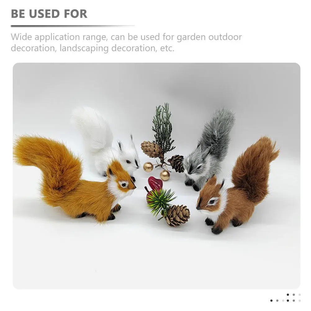 Exquisite Detailed Squirrel Statue Garden Outdoor Decor Desktop Ornament Plastic Wool Material Vibrant Color Lasting Home Office