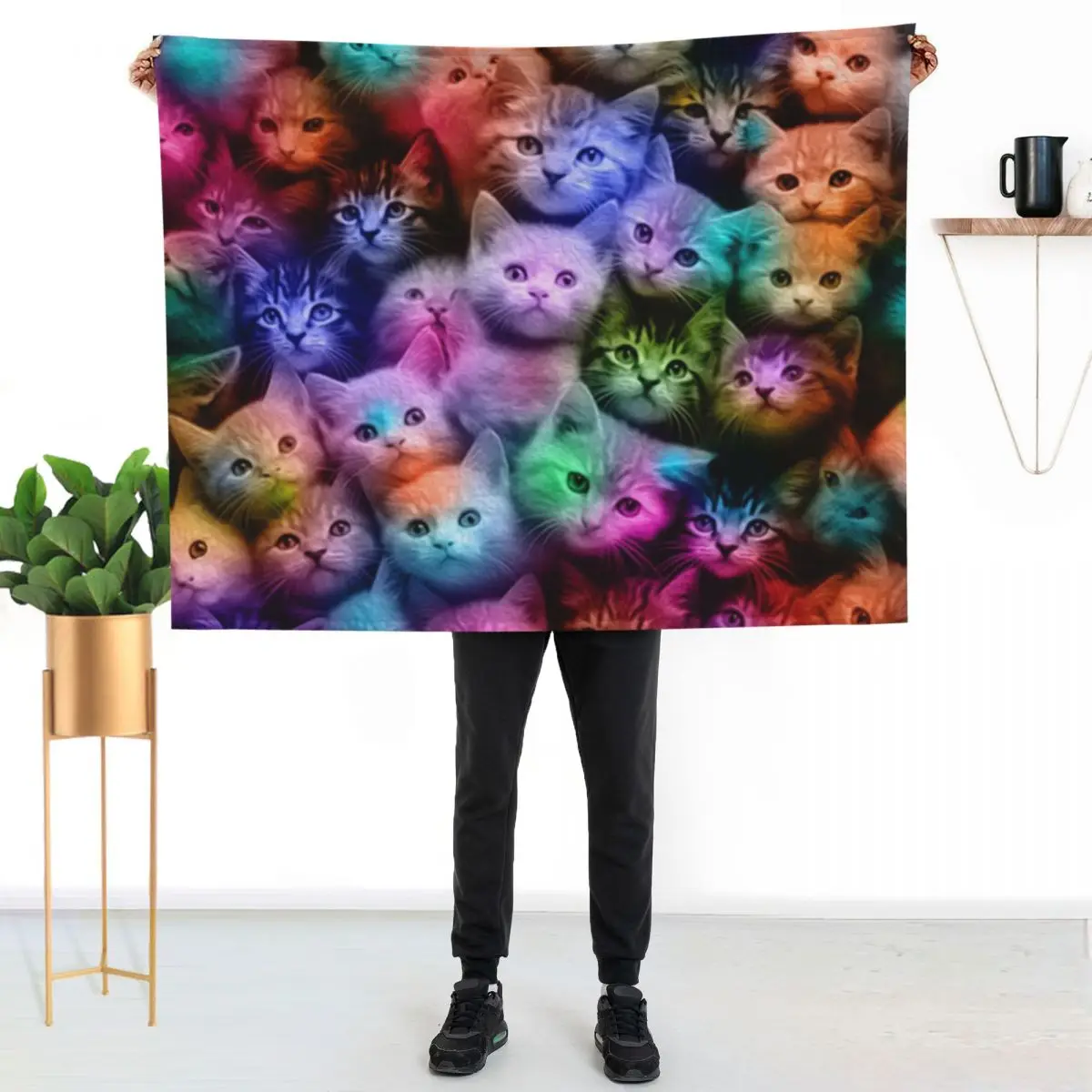DISCO CATS Throw Blanket For Baby for babies Retros bed plaid Fashion Sofas Plaid on the sofa Blankets