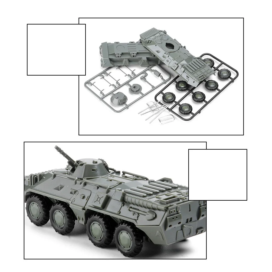 1:72 Camion BTR 80 Veicolo blindato a ruote Senza colla Modello di assemblaggio 4D Kit modello di auto giocattolo militare per la raccolta