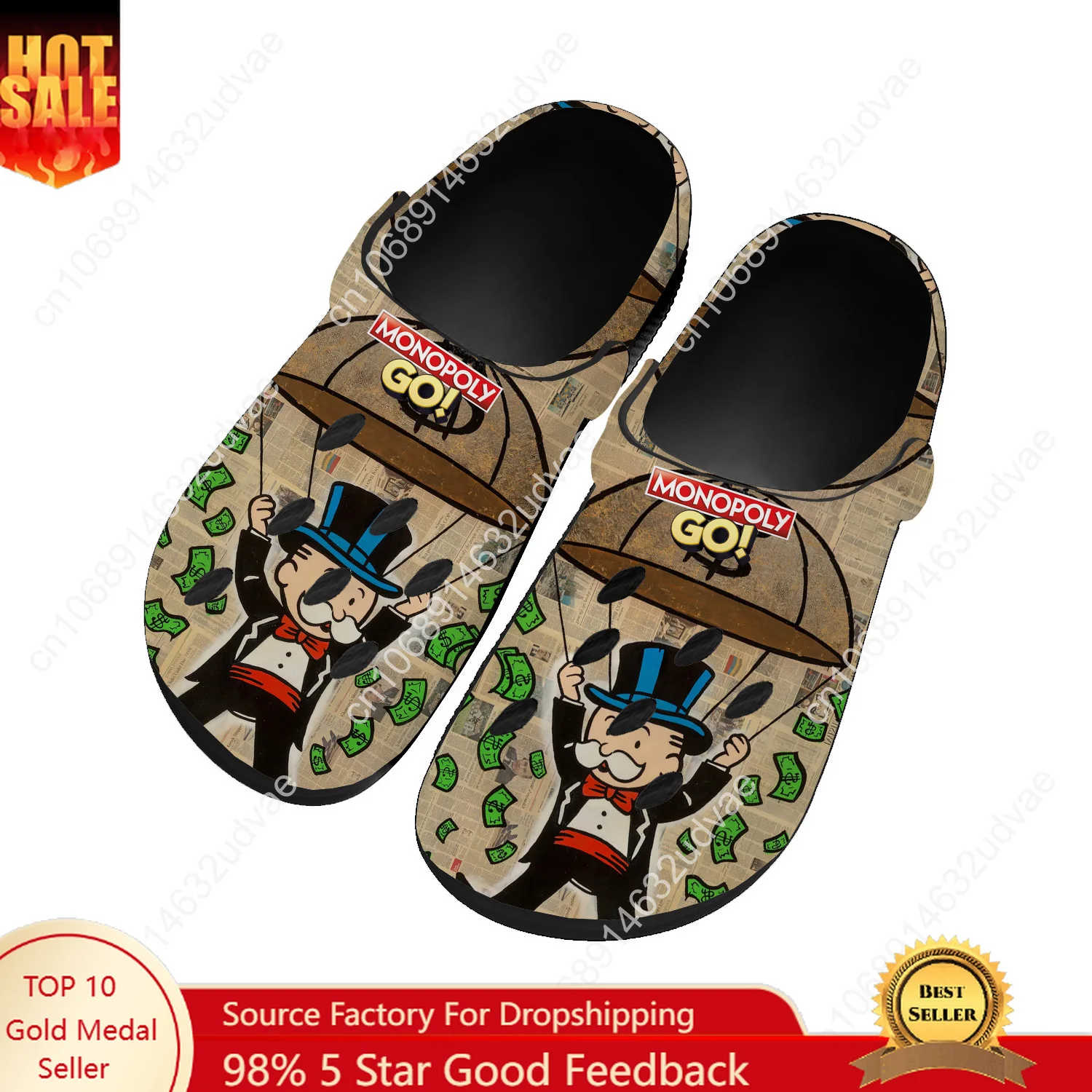 

M-MONOPOLY G-GO Water Shoes Mens Womens High Quality Fashion Home Garden Clogs Customizd Sandals Beach Breathable Hole Slippers