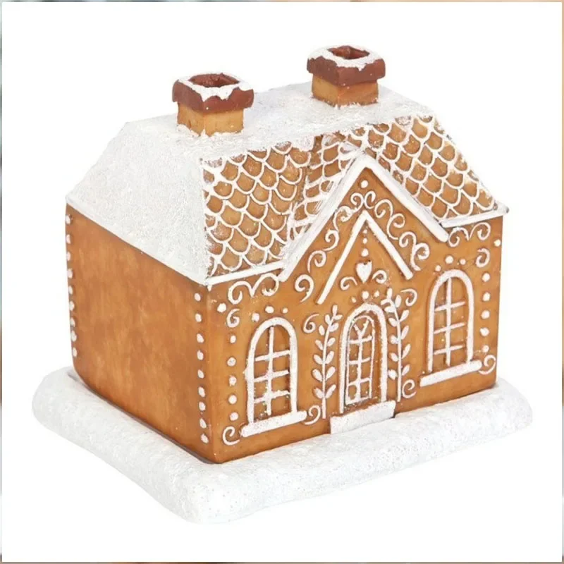 Nordic Christmas Snow Top Resin Gingerbread Cabin Incense Burner Living Room Tea Table Incense Burner Craft Christmas Decoration