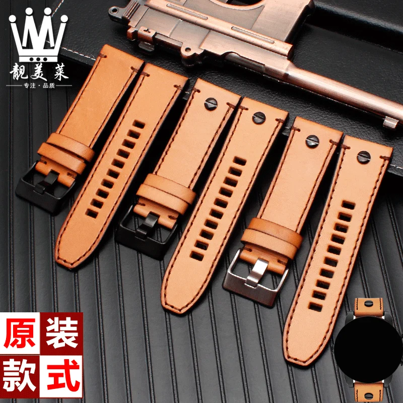 For Diesel DZ4476/4482 DZ7408 DZ7406 DZ4318 Vintage Man Leather cowhide Watch strap24 26 28mm Brown Rivet Watchband Bracelet