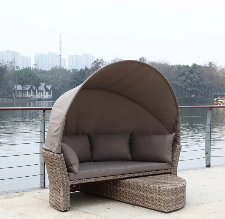 Uland Outdoor Circular Sofa Round Bed Furniture Garden Sofas Round Beds Outdoor Rattan Comfortable Bed