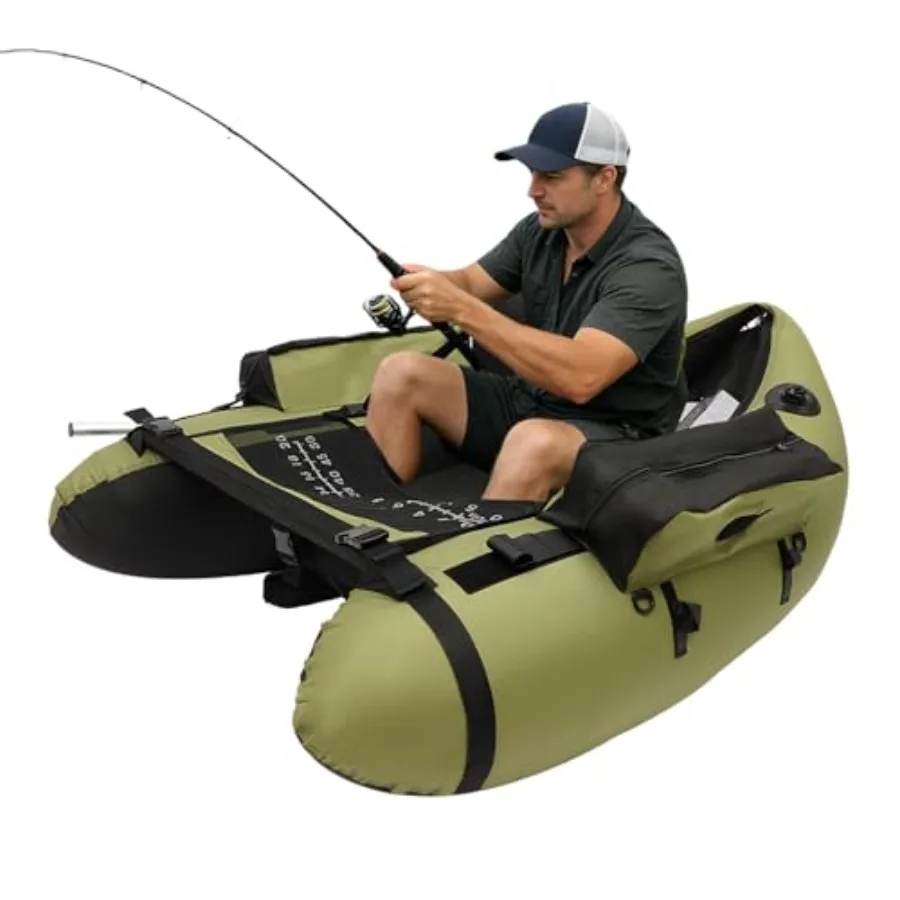 

Надувной рыболовный плот с веслом, насосом, сумкой для хранения, регулируемыми ремнями, синий, грузоподъемность 286,6 фунтов, идеально подходит для рыбалки