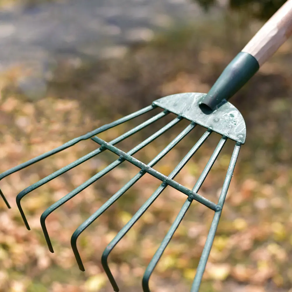 

Металлические садовые грабли с 7 зубьями для газона, искусственной травы и уборки листьев, сверхпрочные грабли из углеродистой стали для сада и двора