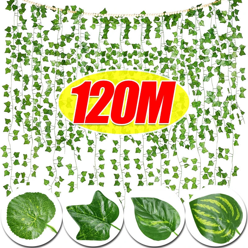 الاصطناعي الأخضر اللبلاب ورقة الروطان الزاحف يترك الكرمة معلقة جارلاند DIY بها بنفسك وهمية الزهور النباتات لحديقة حفل زفاف ديكور المنزل #1