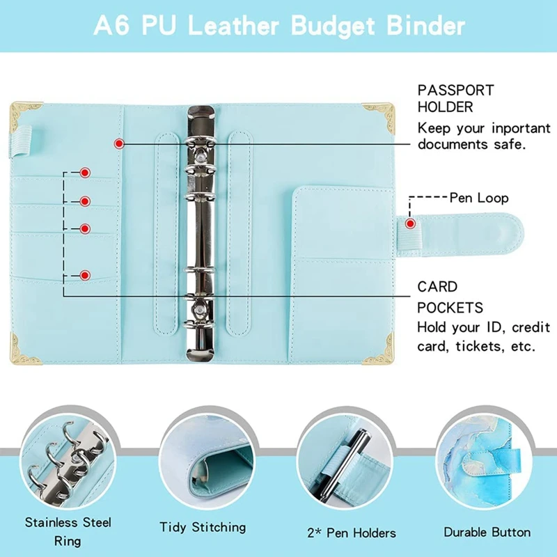 Cash Wallet Envelope System, Budget Binder With Zipper Envelopes, For Cash Budgeting Card Storage Funding Plan