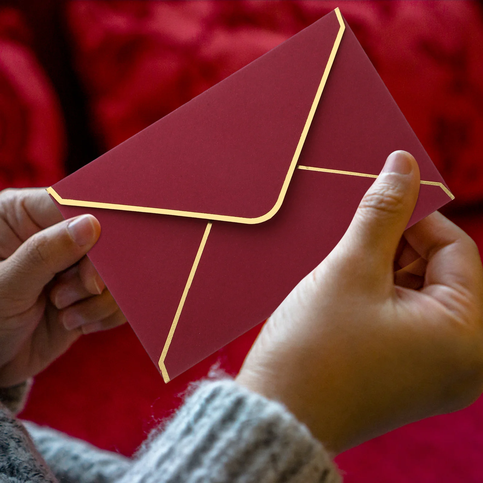 

50pcs Colorful Gold Foil Trim Wedding Invitations Envelopes Smooth Paper For Greeting Cards Thank You Notes Birthday Party Event