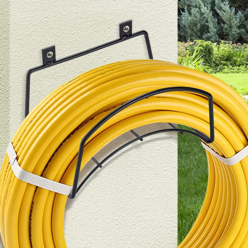 [1pcs] Garden Wall-Mounted Water Pipe And Hose Storage Rack Metal Hose Bracket Fixed Installation Carbon Steel Water Pipe Rack