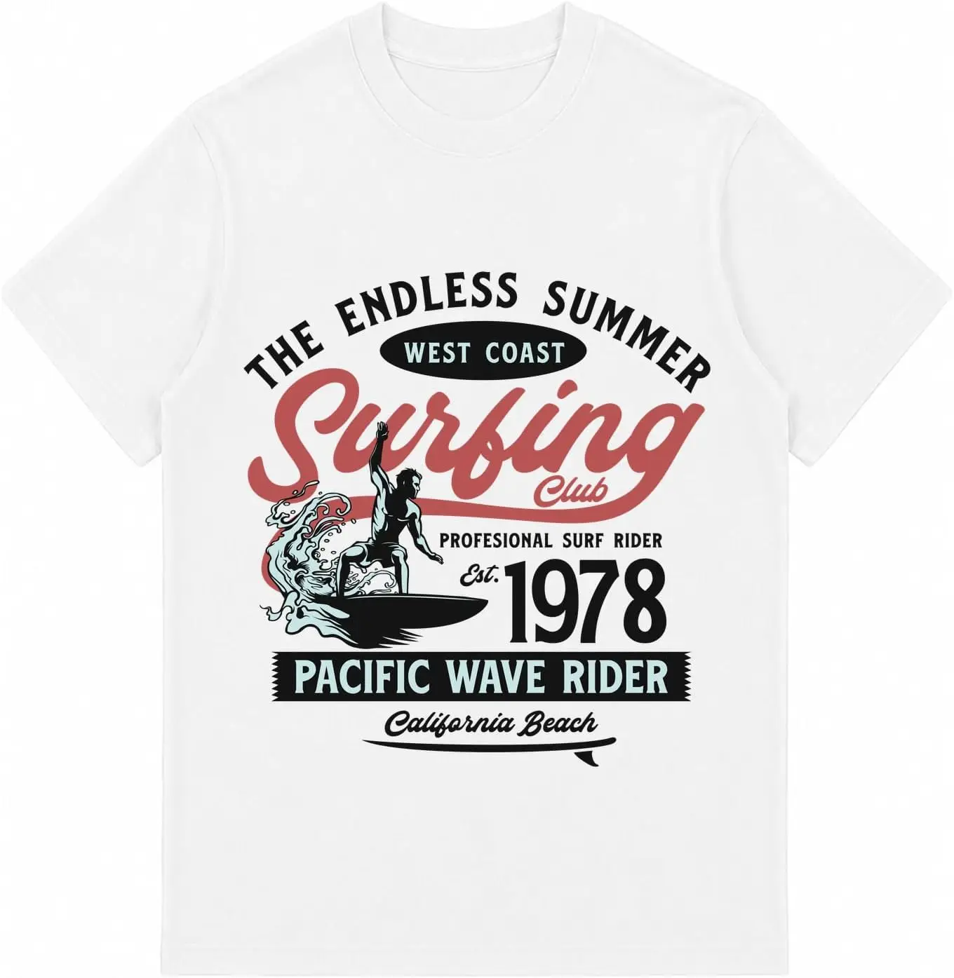 The Endless Summer West Coast Surfing Club Vintage Graphic Short Sleeve T-Shirt 100% Cotton Trendy Y2K Short-Sleeve Tee-Soft,