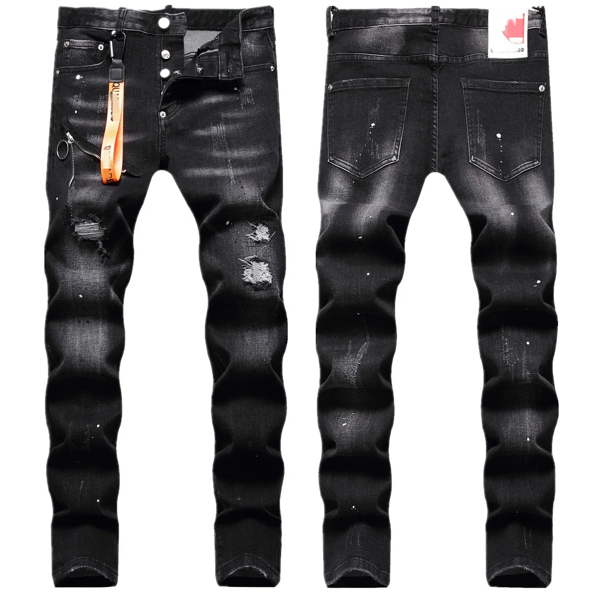 

New men's fashion brand stretch jeans high quality men slim ripped stretch jeans men four seasons jeans