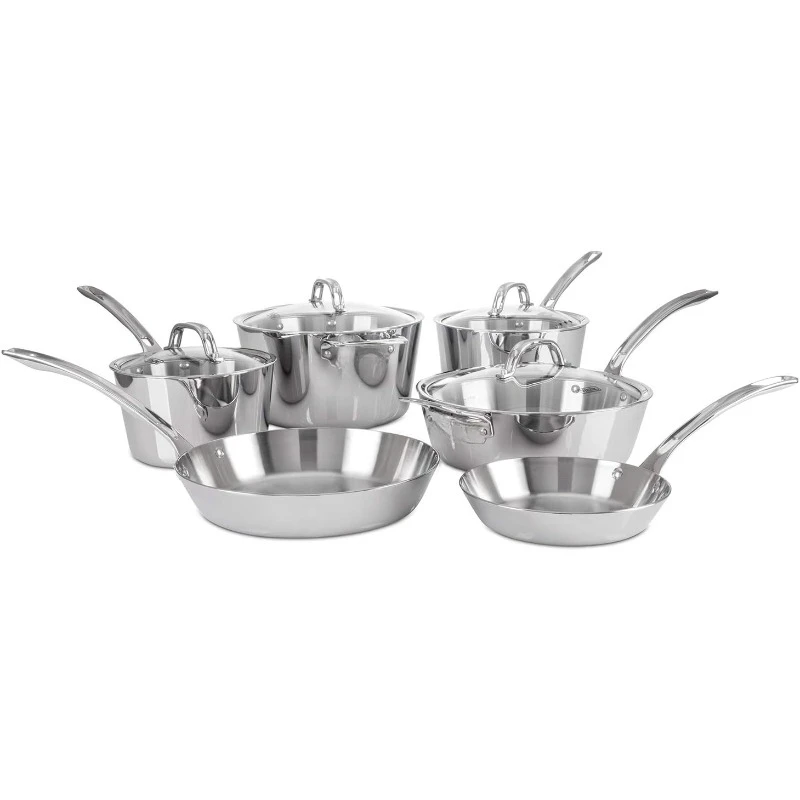 

Culinary Contemporary 3-Ply Stainless Steel Cookware Set,10 Piece,Dishwasher,Oven Safe,Works on All Cooktops Including Induction