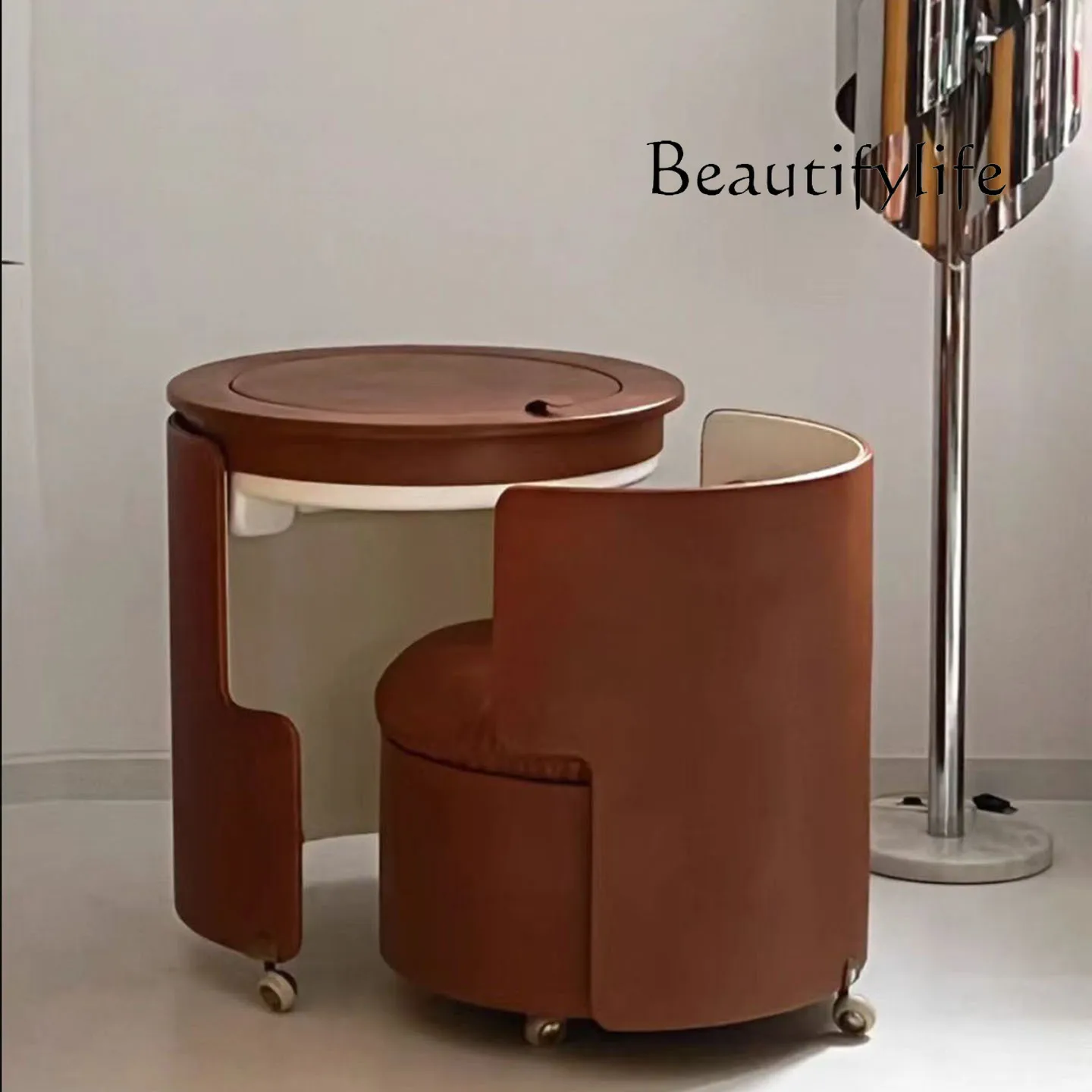 

Italian light luxury dresser villa living room movable art makeup table small high-end storage cabinet