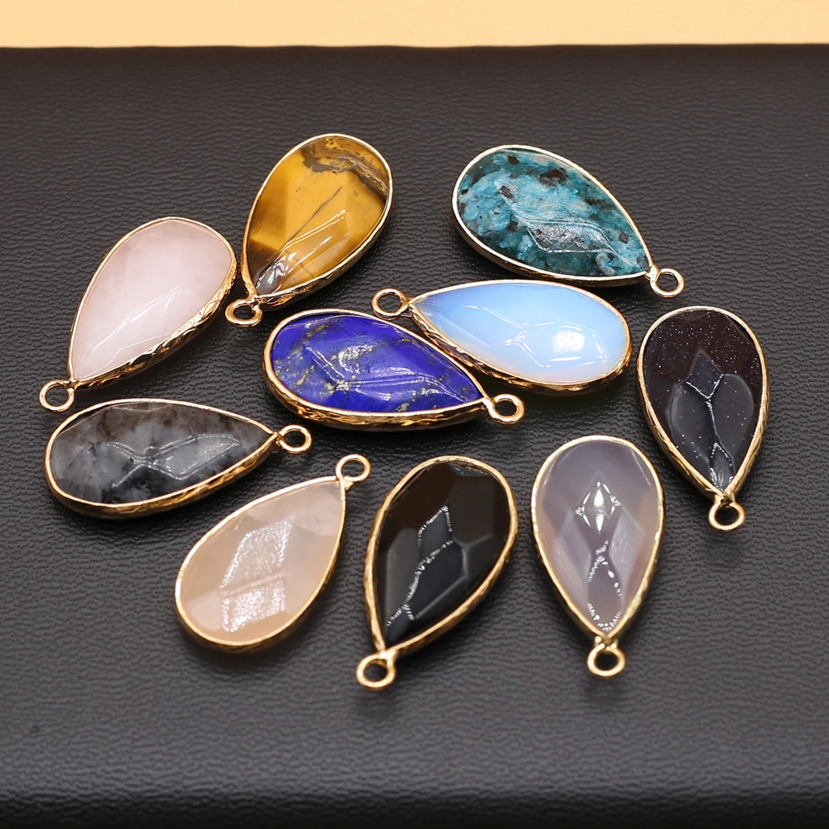 Wholesale Natural Stone Long Water Drop Pendants DIY for Jewelry Making Necklaces Earrings Accessories Gifts Mixed Color 15x30mm