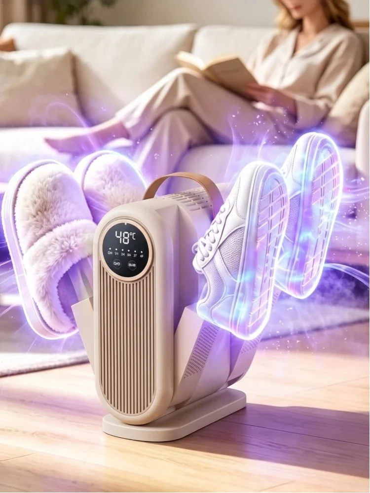 Faltbarer, elektrischer Schuhtrockner für 2 Paar Schuhe, mit intelligenter Zeitschaltuhr, tragbarer Schuhwärmer für den Hausgebrauch, Schuhwärmer mit konstanter Temperatur, schnelle Trocknungsmaschine