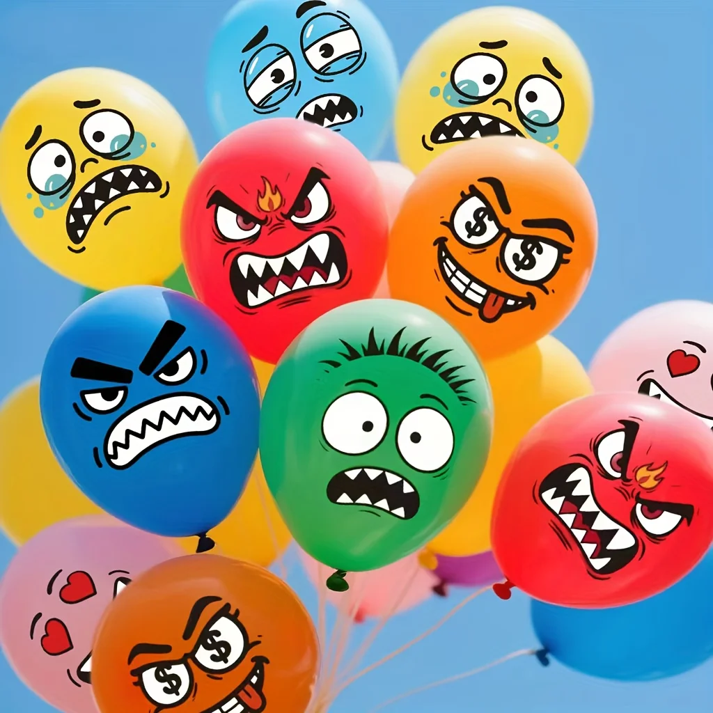 Ballons en latex Monster Bash, visages d'agression, de pleurs, de cupidité, de confusion, de mal, de muet, de peur, de joie, pour garçons/filles