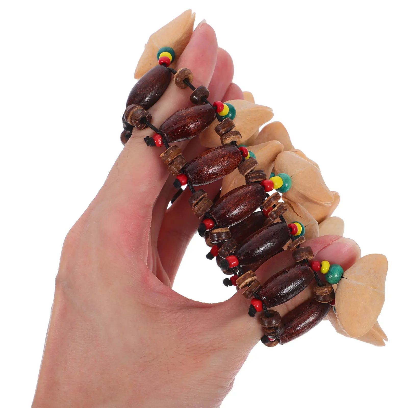 3Pcs African Tribal Shell Bracelets Coconut Shell Bead Percussion Accessories Handbell Musical Instruments for Music Education