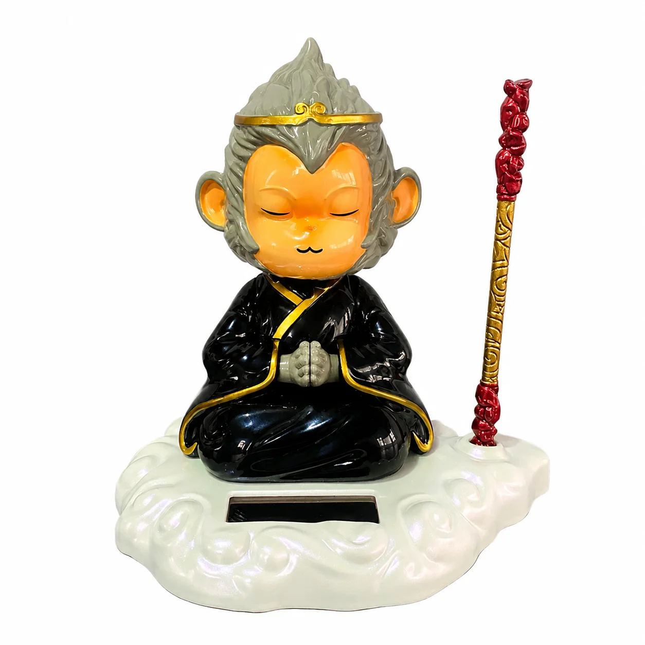Sun-wu-kong Solar Powered Figurine for Car Dashboard Office Desk Decoration Crafts Chinese Style Resin Monkey Shaped Ornament