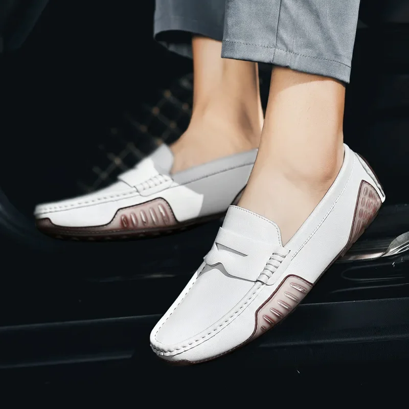 

Soft Bottom Men Driving Shoes High Quality Men Leather Casual Shoes Fashion Slip on Men Penny Loafers Designer Shoes