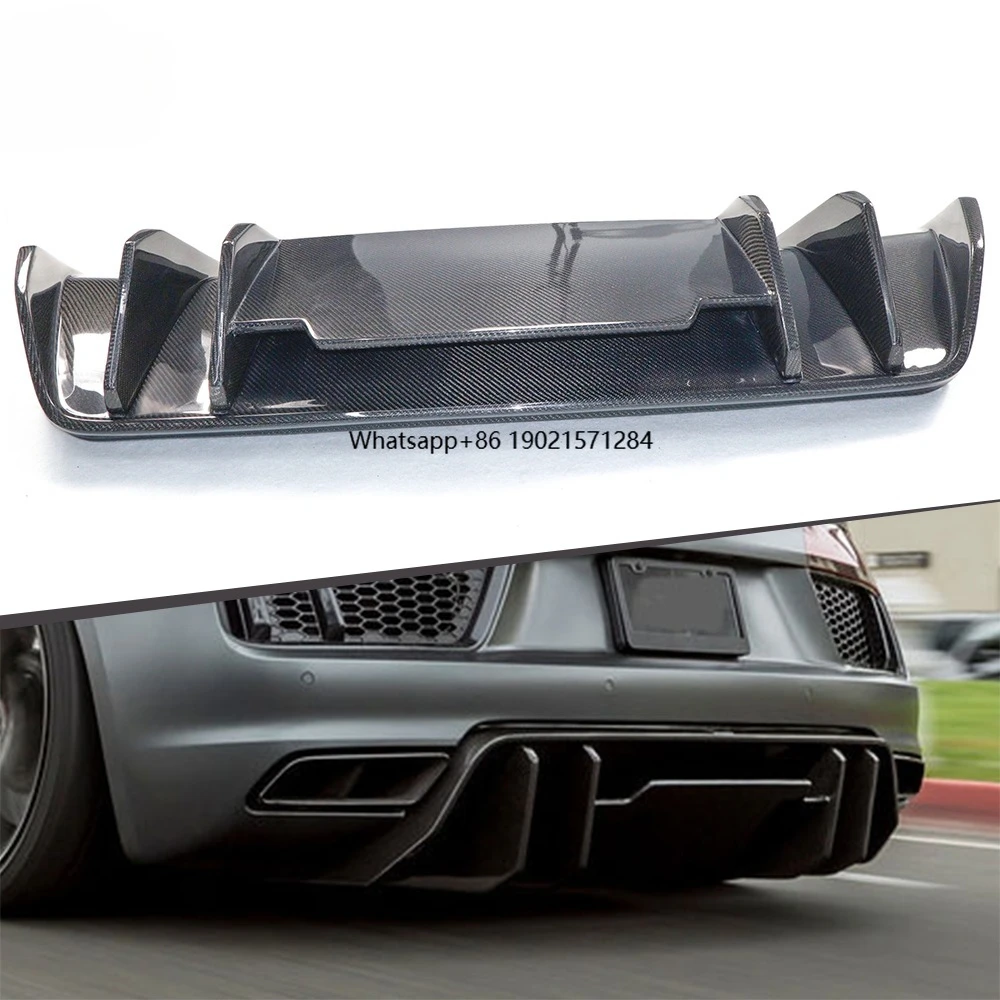 

Горячая Распродажа V-образный стиль с глянцевой отделкой из углеродного волокна, задний диффузор для губ для R8 2017-2019