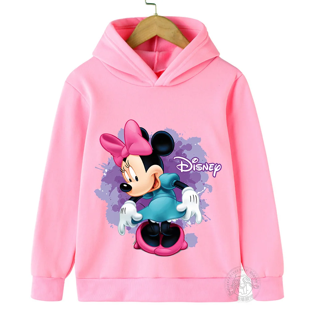 Mickey Mouse Hoodies Disney Minnie mouse Girls Kids Sweatshirt Baby boy Clothes Tops Cute Children Spring Pullover Clothing