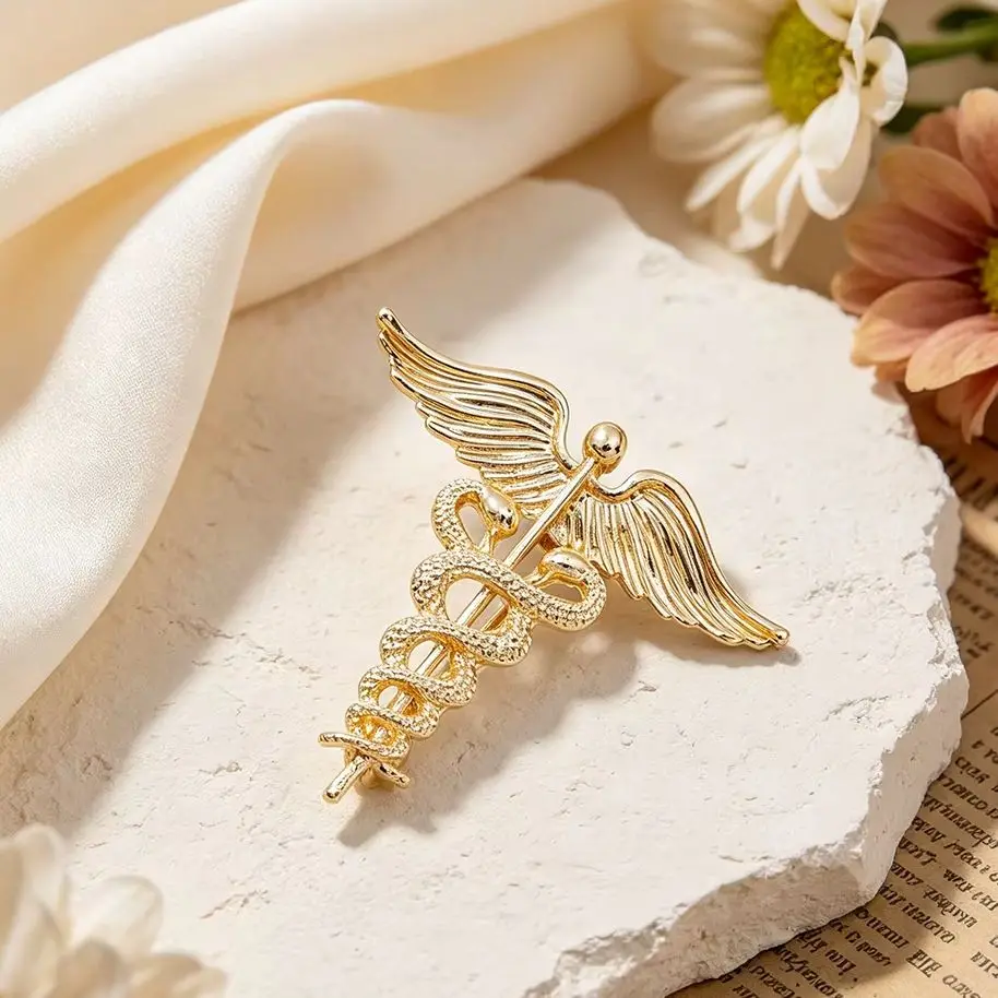 Customize European And American Retro Creative Brooch Snake Shaped Scepter Angel Wing Brooch Available For Picture Custom Brooch view 2