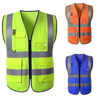 Unisex Reflective Safety Vest Multi-pocket Breathable Visible Uniform Traffic Railway Coal Miners Racing Running Working