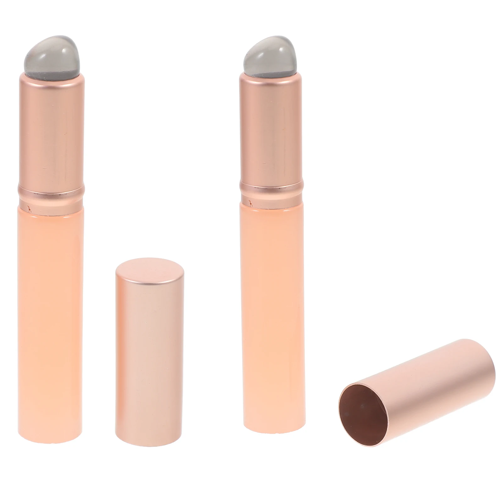 

2 Pcs Pink Silicone Lip Brush with Lid for Lipstick Gloss Balm Mask Professional Tools Even Application Round Head