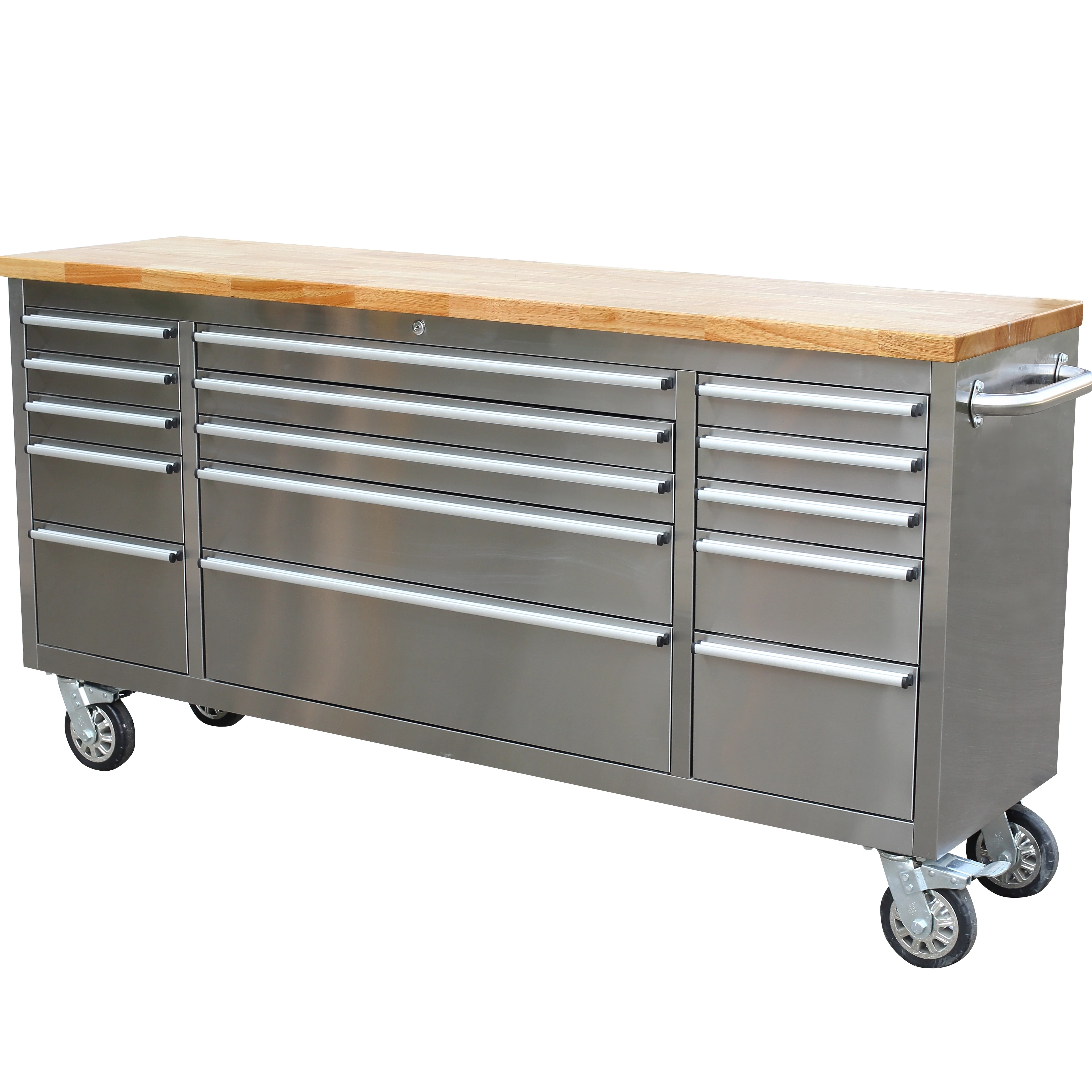

72-Inch stainless steel tool cart with 15 drawers for tool cabinet