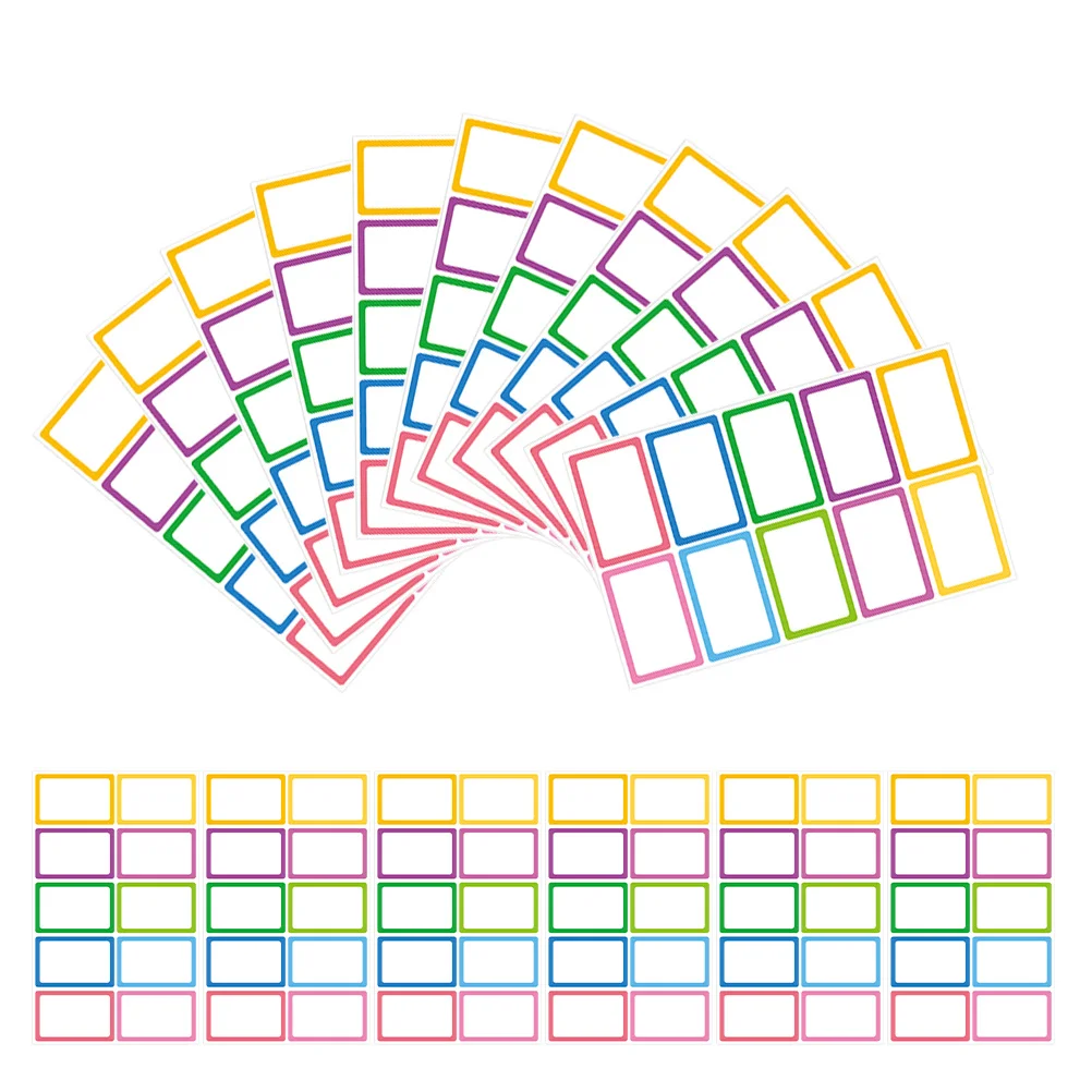 10 枚の小さな名前ステッカー カラーボーダー ブランクラベルステッカー ロッカーギフトタグ付け オフィス ホームスクール分類用
