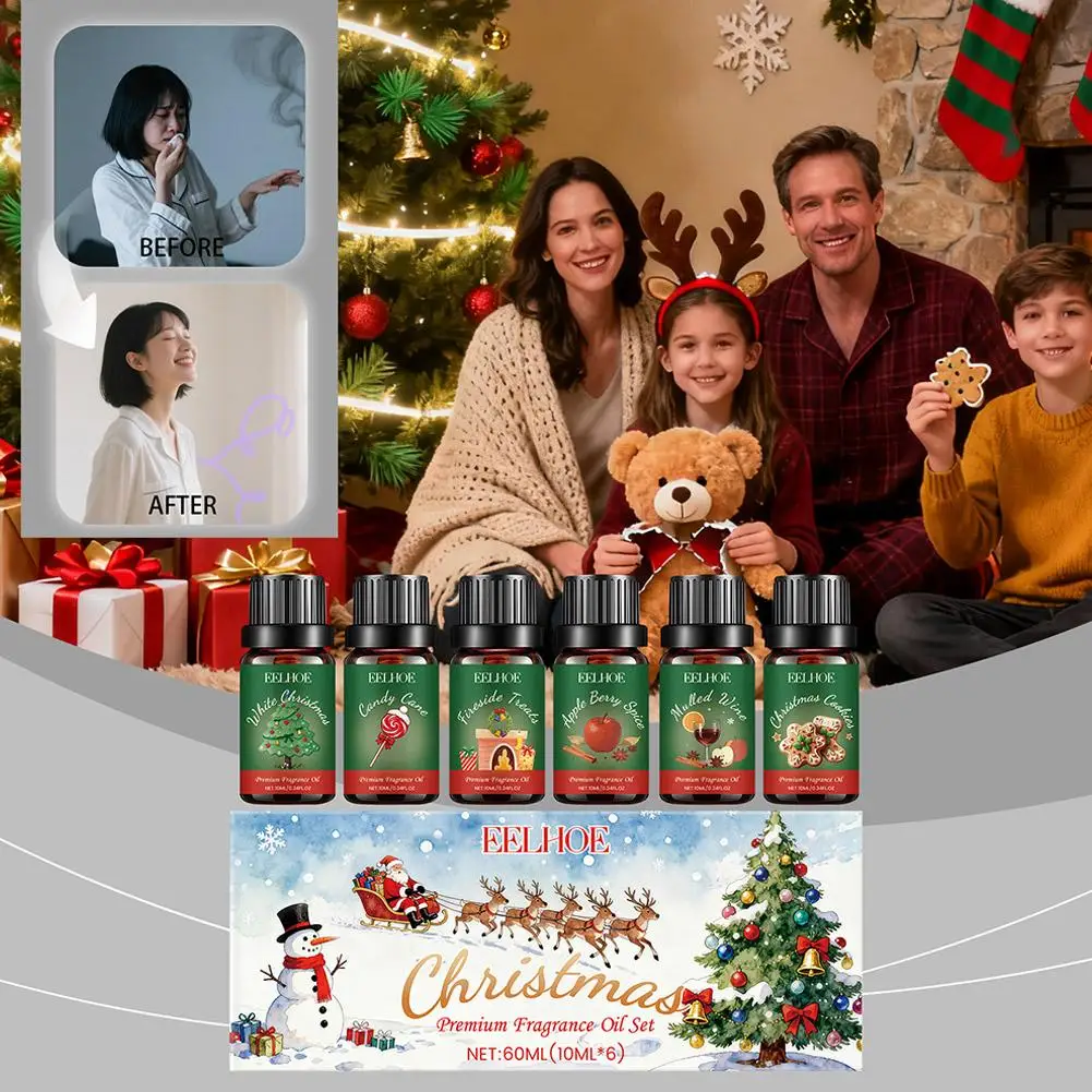 10 مللي * 6 قطعة عيد الميلاد الزيوت الأساسية طقم هدايا عطري الروائح ل رائحة الناشرون احتفالية المنزل العطر عدة هدايا حفلة عيد الميلاد