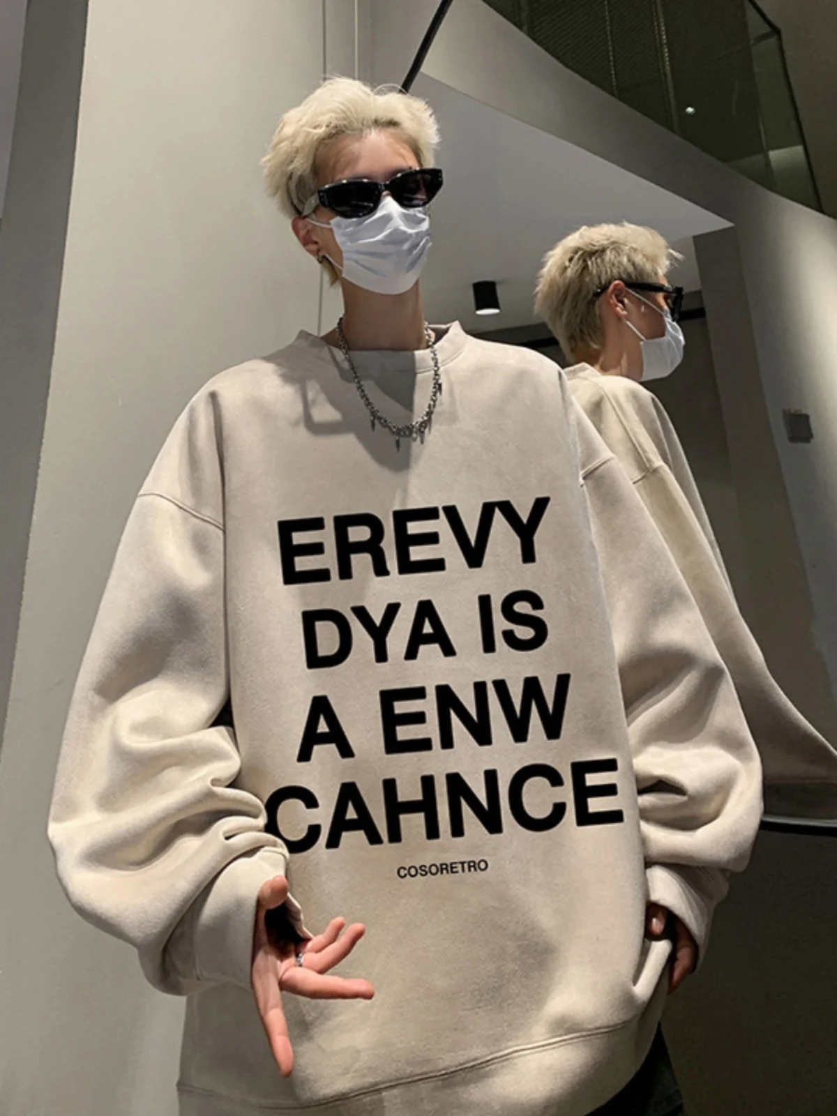 

American Sle Suede Sweatirt Men's Spring Autumn Trendy Loose Oversize Top Small Design High Street Coat