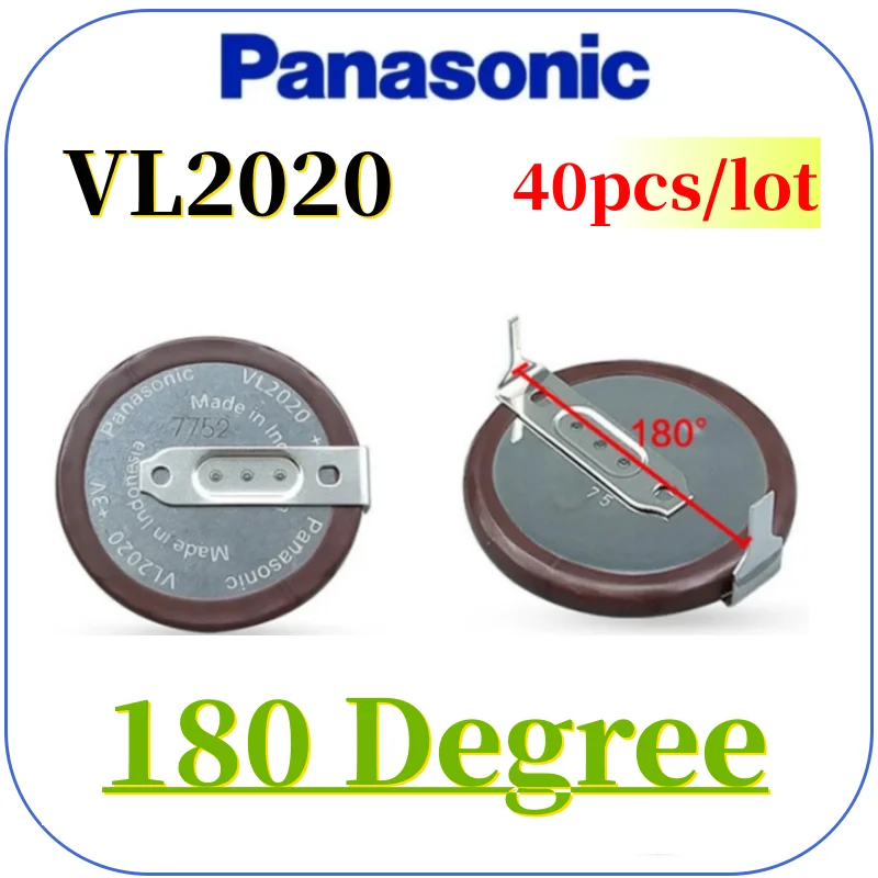 40pcs Original Panasonic VL2020 2020 rechargeable battery battery With Legs 90 degrees 105 degrees 180 degrees for BMW car key