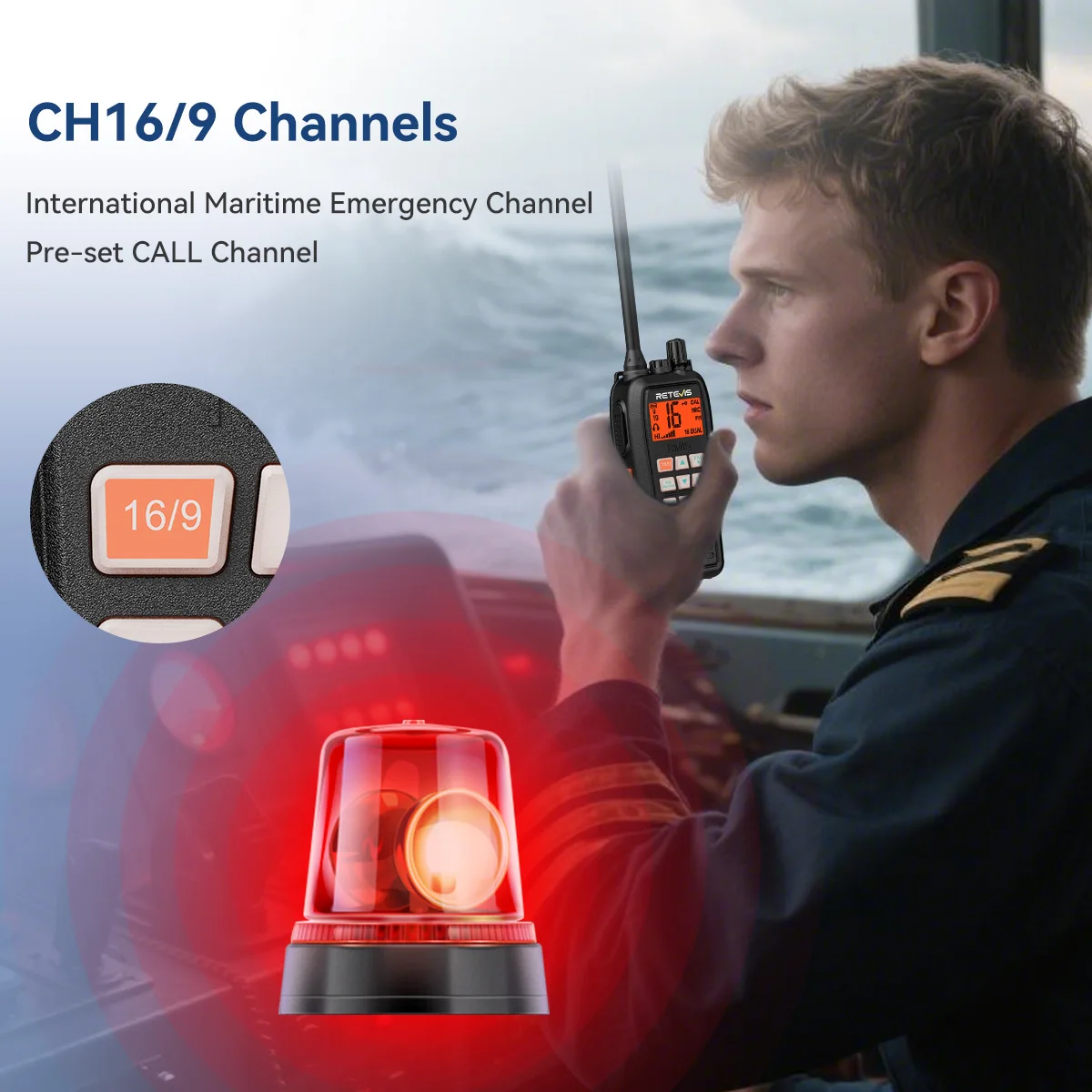 Retevis RM15 IP68-wasserdichtes schwimmfähiges Marinefunkgerät, tragbarer Funktransceiver mit großer Reichweite als Walkie-Talkie für Boots- und Kajakfahrten – Detail 7