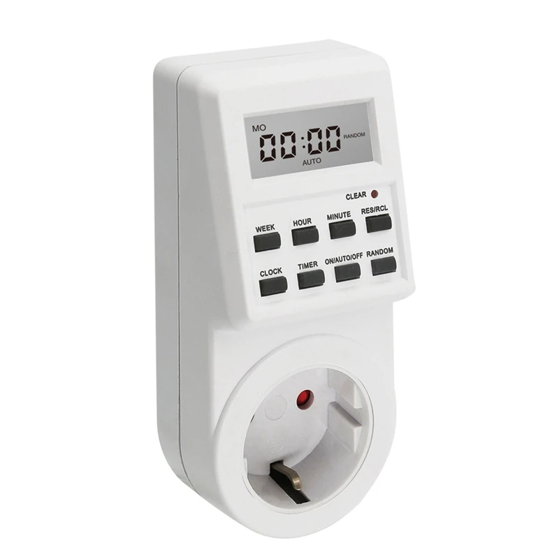 Soket Timer Digital, saklar elektronik waktu 24 jam dapur Timer Outlet dapat diprogram colokan EU