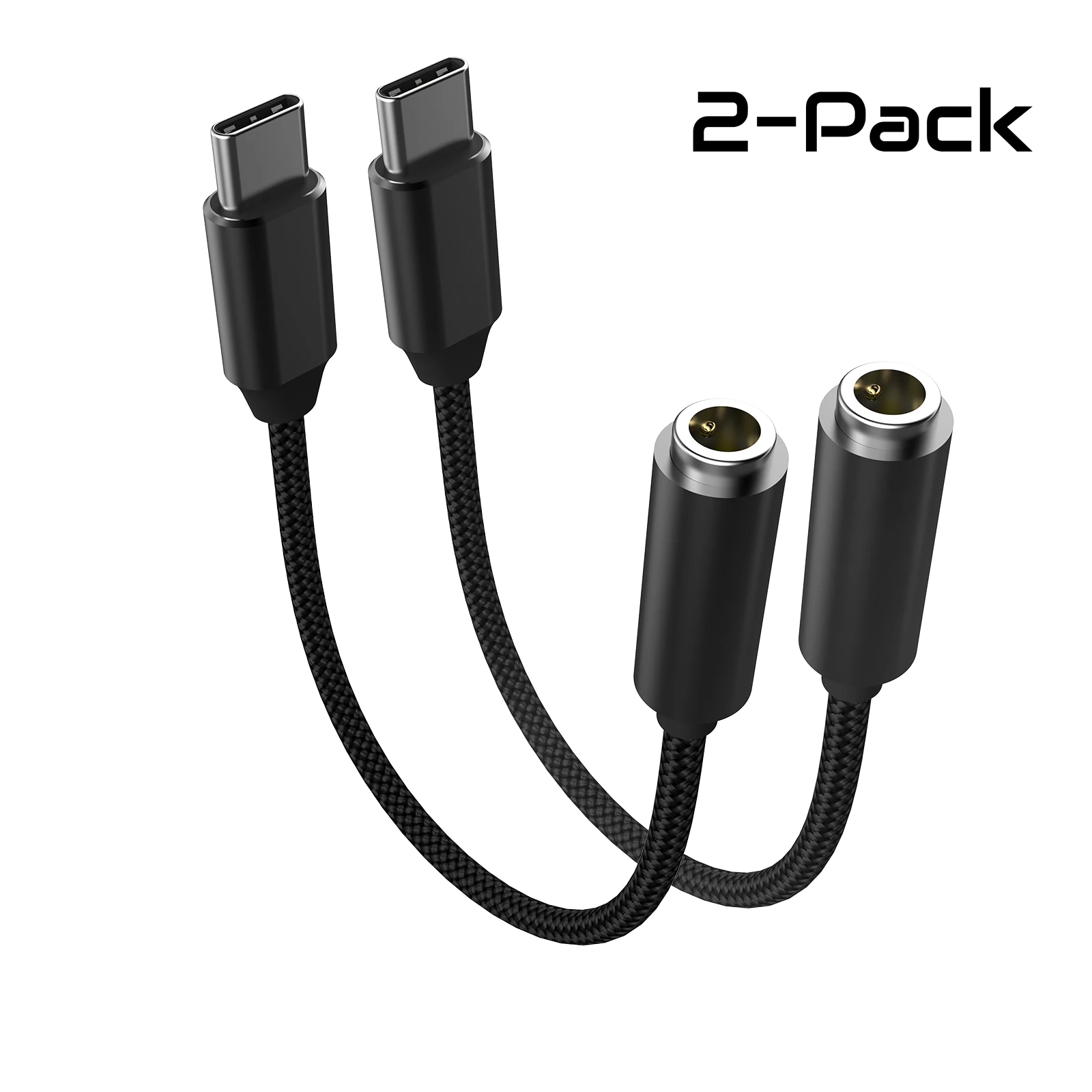 2Pack Type C 3.5 Jack Black Adapter USB C to 3.5mm Headphones AUX Audio Cable For iPhone 17 Huawei Xiaomi Samsung Galaxy iPad