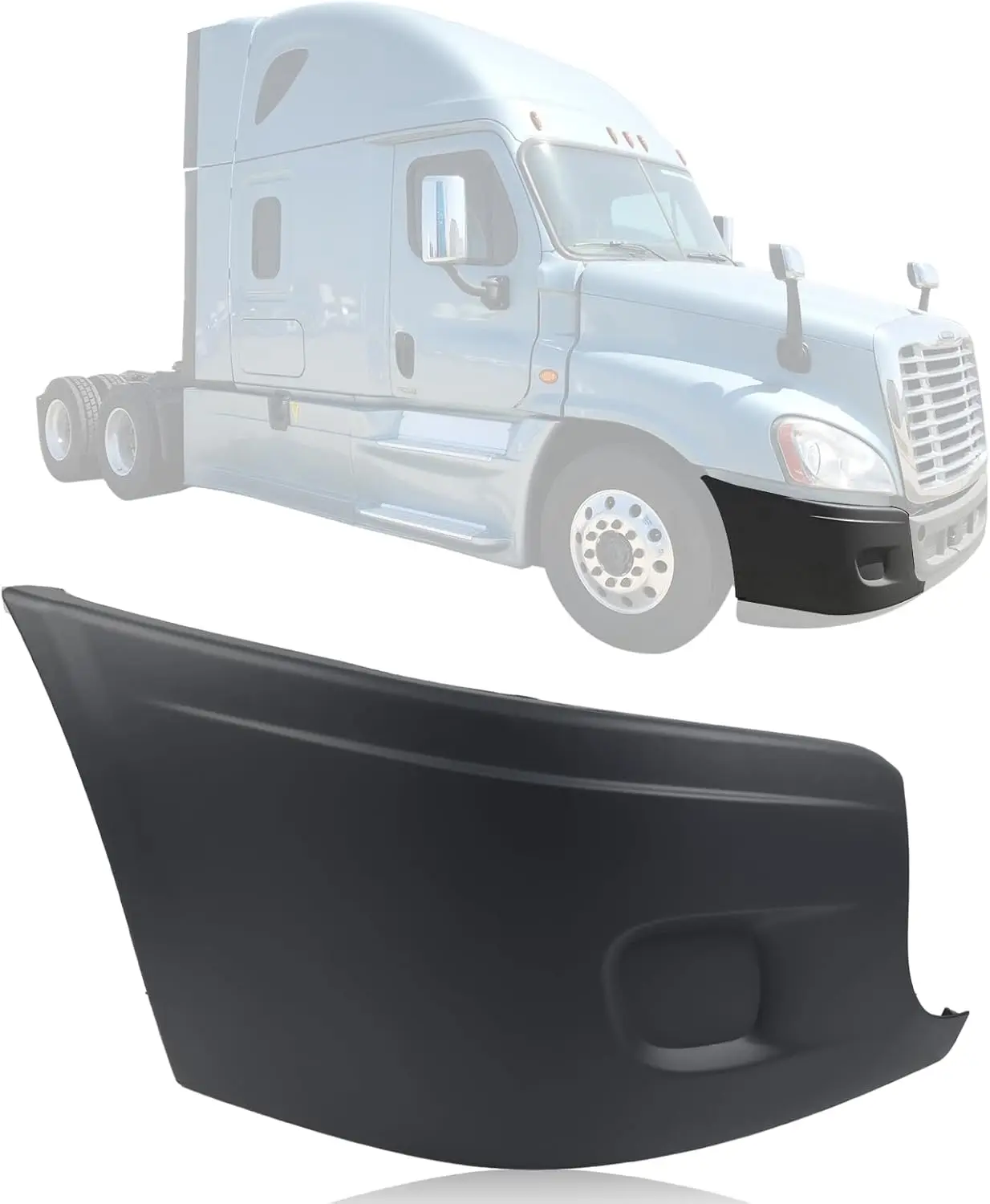 CarPartsDepot Front Passenger Right Side Bumper Cover w/o Fog Light Hole Compatible With 2008-2017 Freightliner Cascadia 2127300