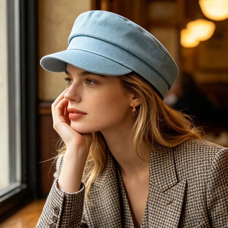 1 Stück Einfarbige Baskenmützen für Damen, Frühling Sommer Reise Retro Flache Newsboy-Hüte, Damen-Baskenmützen