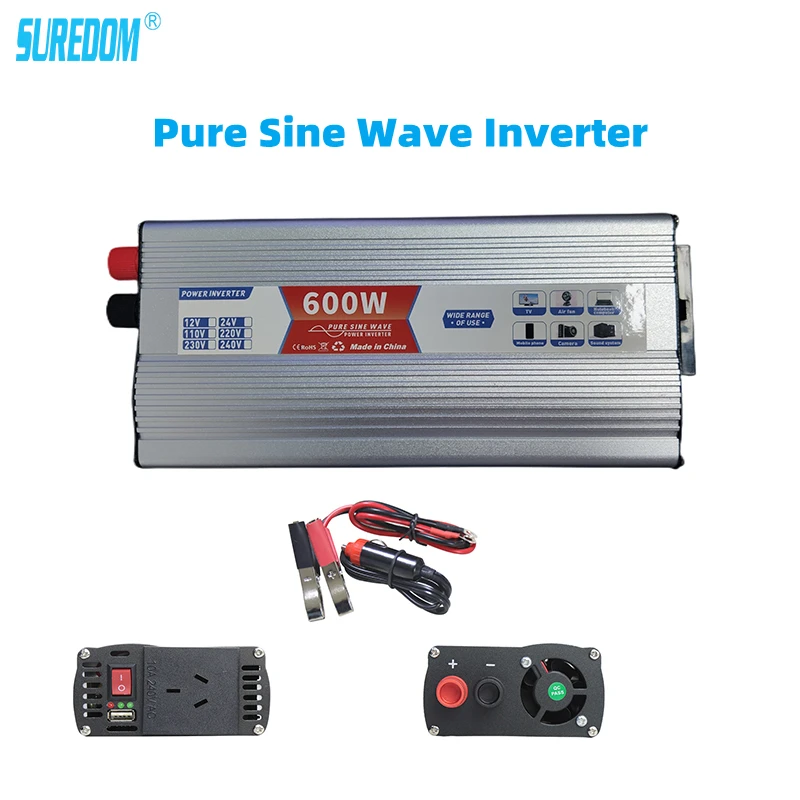 

Pure Sine Wave 600W Peak 1200Watt DC12V To AC 220V Car Power Inverter Converter USB