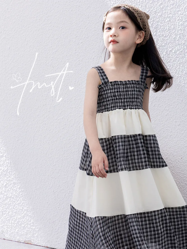 Girls Dress 2024 Summer New Children Dress Slip Dresses Summer Princess Summer Baby Girls Beach Skirt Fashion Long Skirts